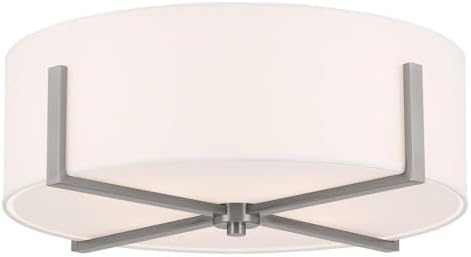 KICHLER Malen 4-Light Flush Mount, Updated Light with White Fabric Shade in Champagne Bronze, for Bedroom, Hallway, Kitchen, or Smaller Mudroom (20" x 8.25")