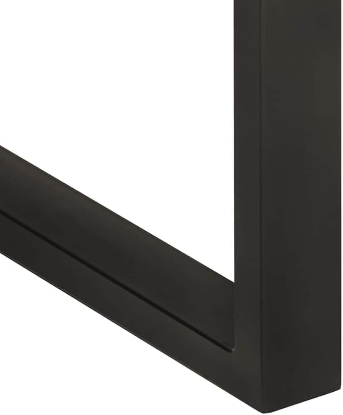 Natural Acacia Wood Small Dining Table with Black Iron Legs, Rectangular 43.3 x 19.7 in for 4 People, Modern Industrial Design Kitchen and Dining Room Furniture