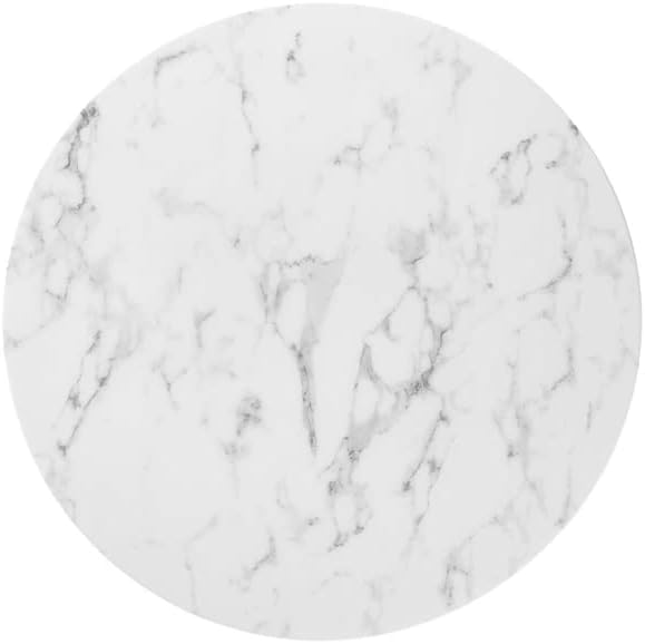 Modway Lippa Mid-Century Modern 36" Round Artificial Marble Dining Table in Black White