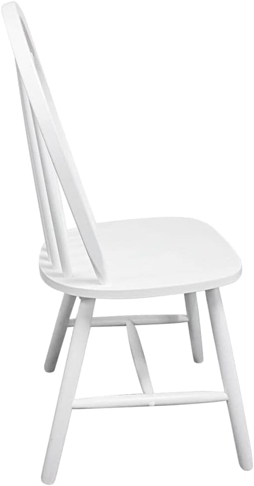 4-Piece White Rubber Wood Dining Chairs Set with Rounded Backrests, Farmhouse Kitchen Chairs for Dining Room and Home Decor