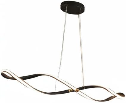 39 Inch Modern LED Pendant Light, Remote Control Dimmable Adjustable Height, DIY Kitchen Island Lighting & Dining Room Chandelier, Energy Saving Matte Black Linear Chandelier