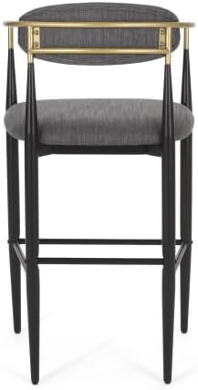 NewCosmos Barstools Set of 2, Counter Height Upholstered Bar Stools with Backs and Iron Legs for Kitchen Island, Gray Fabric Seating 260LBS Weight Capacity