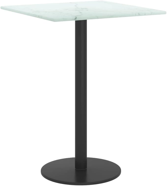 11.8 x 11.8 in Square White Tempered Glass Tabletop, Marble-Inspired Accent Countertop for Coffee Tables, Nightstands, Desks, and Small Living Room Surfaces, Indoor Use