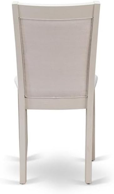 East West Furniture MZC0T01 Monza Parson Dining Chairs - Cream Linen Fabric Upholstered Chairs, Set of 2, Wirebrushed Linen White