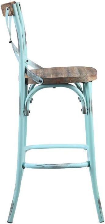 Bar Chair with High Backrest and Metal X Back Design for Kitchen Island or Home Bar