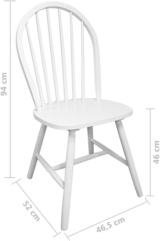 4-Piece White Rubber Wood Dining Chairs Set with Rounded Backrests, Farmhouse Kitchen Chairs for Dining Room and Home Decor