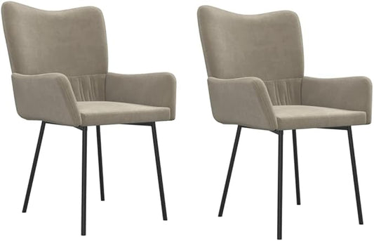 Light Gray Velvet Dining Chairs 2-Piece Set with Sturdy Metal Frame, Ergonomic Armrests for Kitchen, Living Room, Modern Farmhouse Furniture
