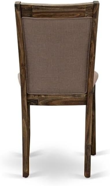 East West Furniture MZC7T48 Monza Parson Dining Chairs - Coffee Linen Fabric Padded Chairs, Set of 2, Distressed Jacobean
