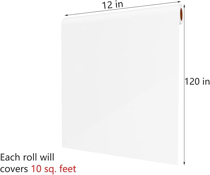 Decotalk Solid White Wallpaper Stick and Peel for Walls 12 x 120 inch Thick Self Adhesive Wallpaper Removable White Contact Paper Matte for Bedroom Living Room Nursery Furniture Cabinets Classroom