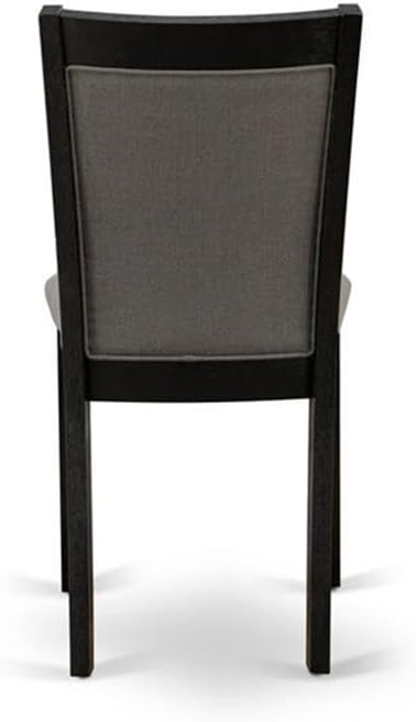 East West Furniture MZC6T50 Monza Parson Dining Room Chairs - Dark Gotham Grey Linen Fabric Padded Chairs, Set of 2, Wirebrushed Black