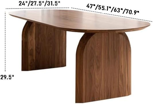 Oval Dining Table, Mid Century Modern Double Pedestal Table Large Dining Table for 4, Solid Wood Kitchen and Dining Room Table, 55.1" L x 23.6" W x 29.5" H