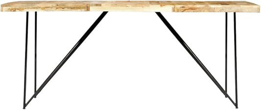 Solid Mango Wood Dining Table 70.9"x35.4" Industrial Style Kitchen Island Table with Steel Legs for Dining Room and Small Spaces