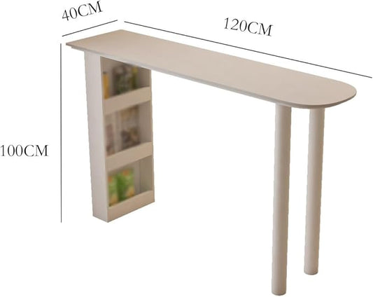 Pub Tables White Bar Table with Storage Living Room Island Simple Kitchen Dining Table Counter Table(120 * 40 * 100cm)