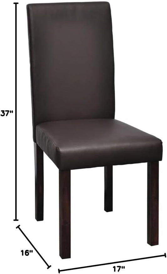 Modern Faux Leather Dining Chairs Set of 4 Brown Wooden Frame Kitchen Chairs with Padded Seat Backrest Comfortable Farmhouse Style for Dining Room Kitchen Comedor