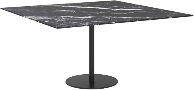 31.5 x 31.5 inch Square Tempered Glass Table Top in Black White Marble Design, Modern Indoor Dining Coffee Countertop Tabletop for Living Room Kitchen and Office