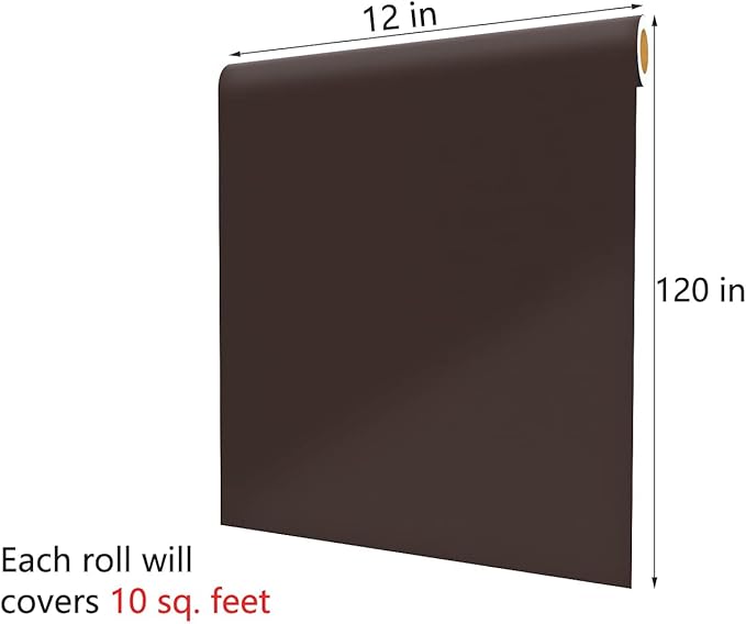 Decotalk Dark Brown Wallpaper 12 x120 inch Matte Solid Brown Self Adhesive Wallpaper Peel and Stick Brown Contact Paper Removable Wall Covering for Cabinets Drawers Shelves Bedroom Walls Desk Table