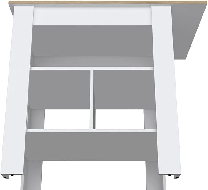 GOWE Adeline 3-Shelf Kitchen Island White and Macadamia