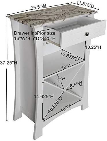 Kings Brand Hiland Bar Cabinet Wine Storage With Glass Holders & Drawer, White, White