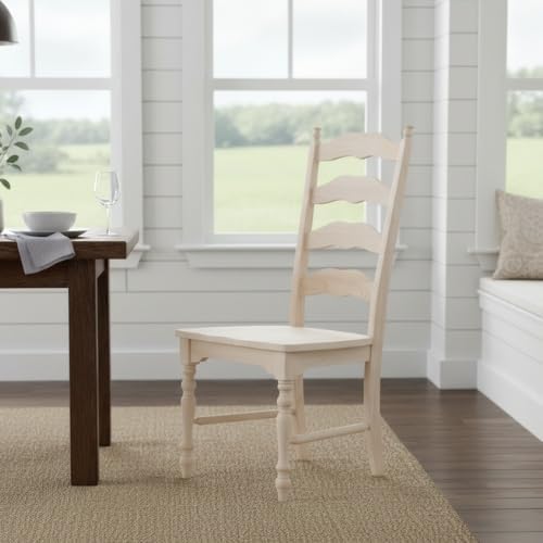 International Concepts Maine Ladderback Chairs, Solid Parawood, Unfinished (Set of 2)