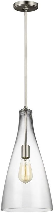 Generation Lighting 6537001-962 Transitional One Light Pendant from Seagull - Arilda Collection in Pewter, Nickel, Silver Finish, 60 Total Watts, 18.75 Inch Height