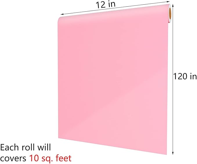 Decotalk Pink Peel and Stick Wallpaper Pink Contact Paper for Cabinets Removable Wallpaper for Bedroom Girls Shelves Decorative Wallpaper Self Adhesive Solid Color Wrapping Paper Matte 12"x120"