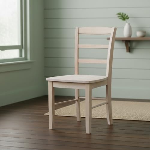 International Concepts Madrid Dining Chairs, Solid Parawood, Unfinished (Set of 2)