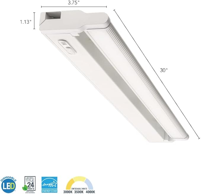 Juno UPLD 30IN SWW4 90CRI WH M6 Swivel LED Undercabinet with 3000K/3500K/4000K CCT, 30 Inch, White