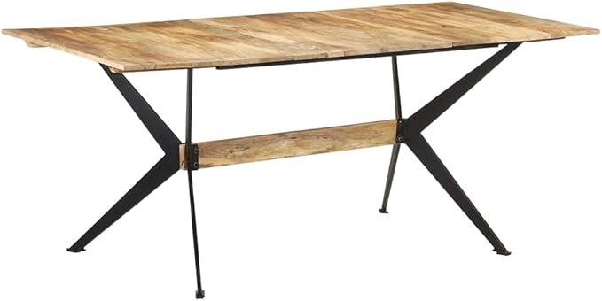 Industrial Dining Table Brown 70.9x35.4x29.9 inches Solid Mango Wood Top with Powder-Coated Steel Frame for Kitchen Dining Room Gatherings up to 6