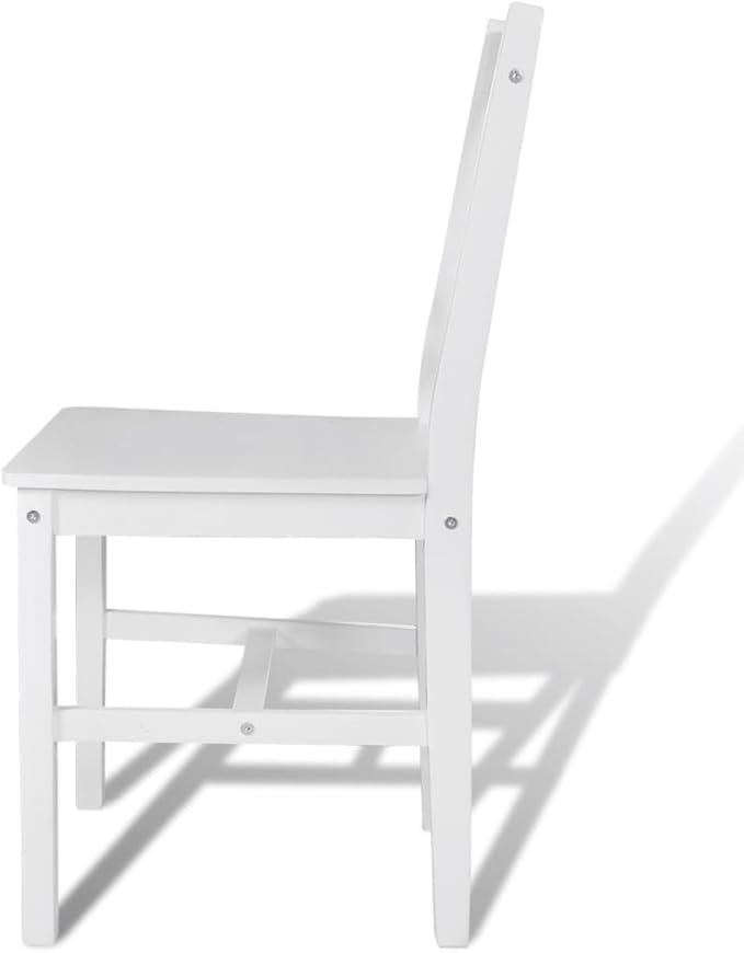 White Pinewood Dining Chairs Set of 2 Farmhouse Modern Accent Chairs for Kitchen Dining Room Living Room