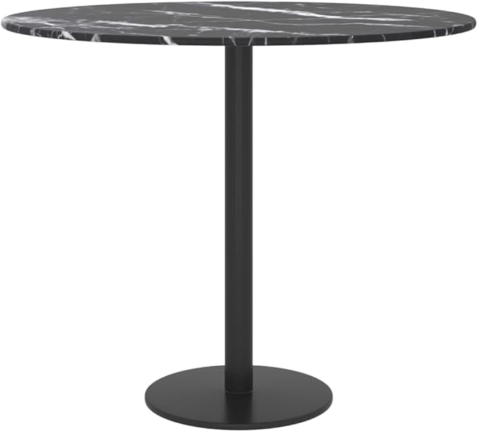 Round Tempered Glass Table Top 19.7 inch Black Marble Design Scratch Heat Resilient Easy Clean Modern Dining Tabletop for Kitchen Living Room Outdoor Patio