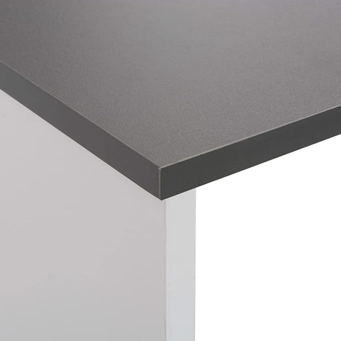 Modern Height-Adjustable Bar Table with White Base and Grey Top for Kitchen Dining Areas
