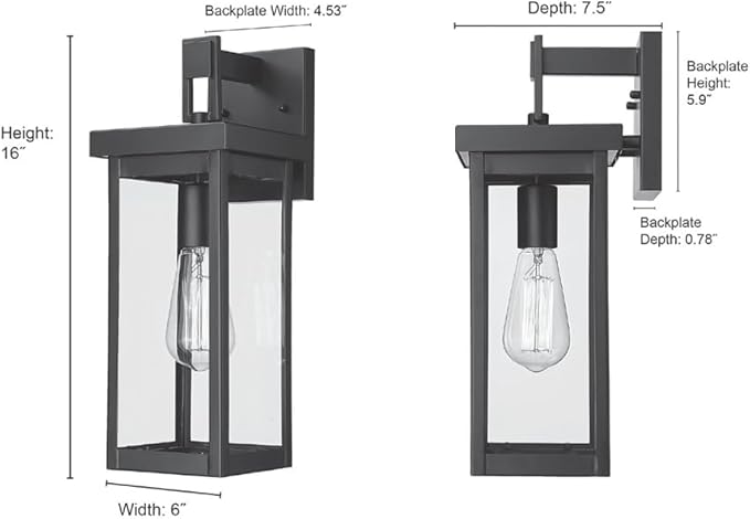 ML Lighting | Barkeley Collection | 42601-PBZ | 16" Modern One Bulb Outdoor Steel Small Wall Sconce | Anti-Rust Powder Coat Bronze with Clear Glass Shade | Exterior Ambient Light for Safety
