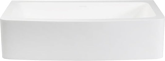 Kingston Brass Gourmetier GKFA36229 Arcticstone Solid Surface 36x22' Apron Front Farmhouse Single Bowl Kitchen Sink, Matte White