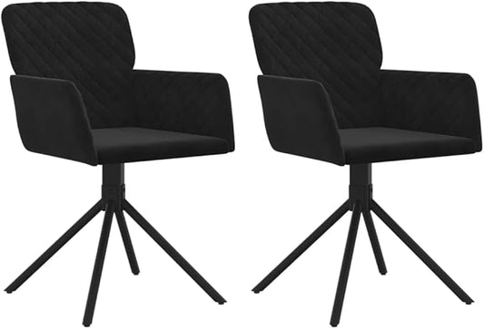 Swivel Dining Chairs Set of 2, Black Velvet Upholstered Modern Accent Chairs with 360 Degree Rotation for Kitchen Island, Bar, Living Room, Ergonomic Comfort and Sturdy Metal Frame
