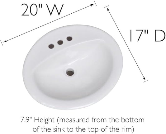Design House 573428 Oval Drop-In Sink 20x17 Single Basin in White