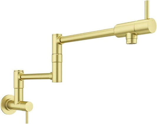 Pfister Lita Pot Filler Kitchen Faucet, 2-Handle, Wall Mounted, Single Hole, Brushed Gold Finish, GT533PFBG