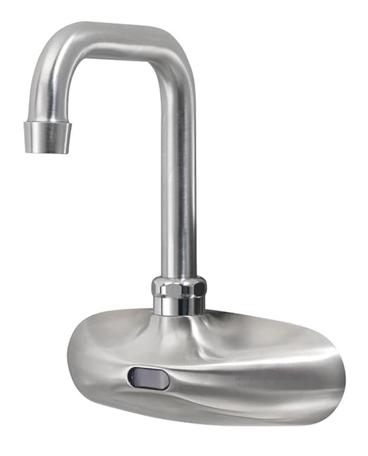 Krowne 16-670 Krowne Royal Series Electronic Faucet, Wall Mount, 4-1/2" Double Bend spout, 4" Centers, Infrared Sensor, Battery Powered (4 AA Alkaline 1.5V Batteries) or Power Supply