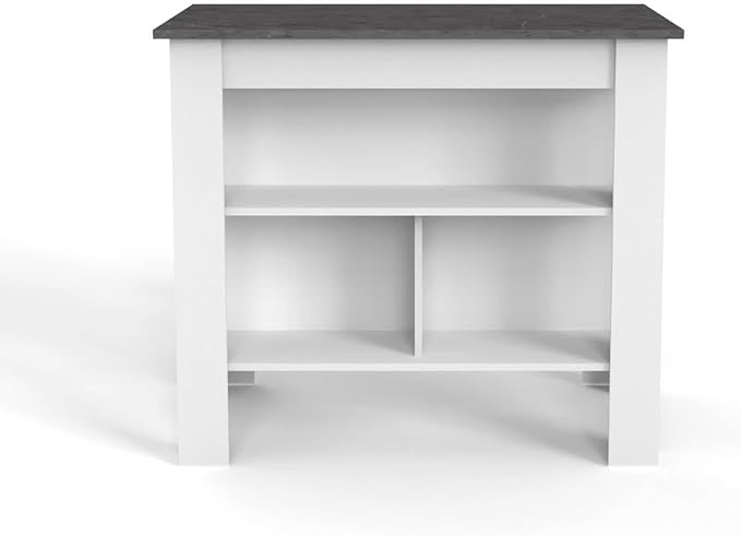 Modern Dining TableExpandable with Shelves Kitchen Island Counter Console Adjustable Sturdy Stable Easy Clean Luxury Living Decor,White-3