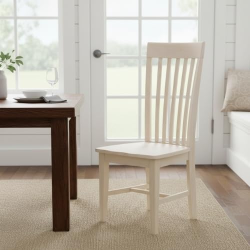 Set of 2 Tall Mission Dining Chairs Solid Parawood, Upgrade Your Dining Experience, Stain or Paint in Any Color, Sturdy and Long-Lasting, 18.1"W x 22.05"D x 40.16"H, Unfinished