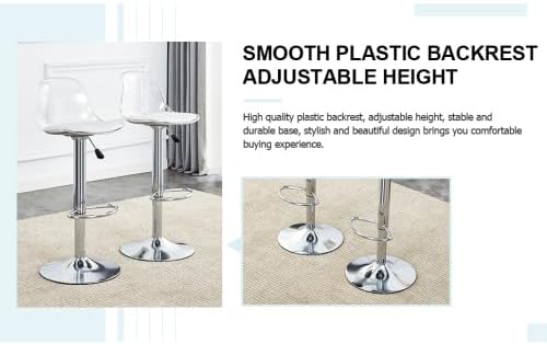 Modern Dining Chairs,Minimalist 360-Degree Swivel Bar Stools with Adjustable Height,Ergonomic Pu Seats & Metal Legs,Set of 2 for Kitchen Island, Home Bar,Restaurant and Front Desk Cashier,White