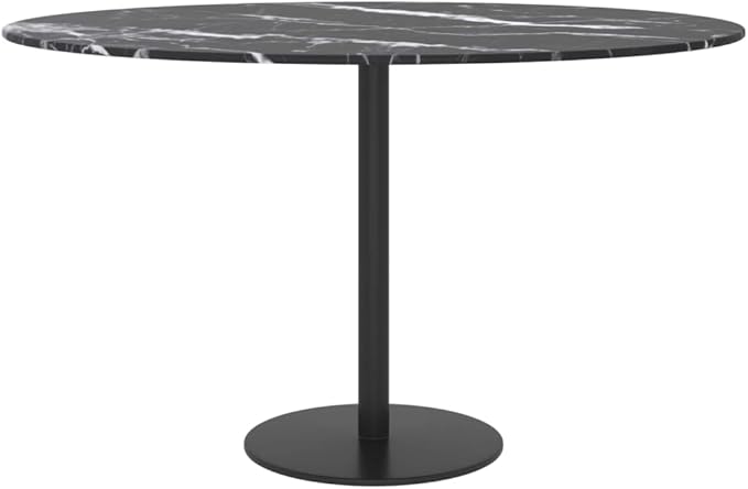 27.6 inch Black Marble Tempered Glass Table Top Round Synthetic Tempered Glass Countertop for Modern Dining Room Coffee Table Indoor Use Easy Clean