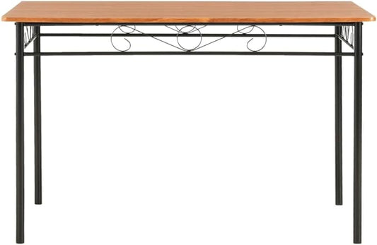 Modern Industrial Dining Table, 47.2 inch Rectangular Brown MDF Top & Black Steel Frame, Sturdy Small Dining Table for Kitchen Dining Room