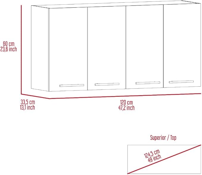 GOWE White and Light Oak 4-Shelf 6-Door 2-Piece Kitchen Set, Kitchen Island and Upper Wall Cabinet