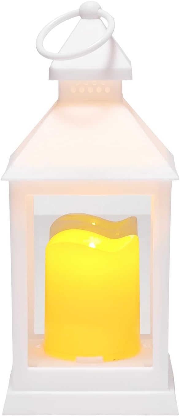 VEVOR 12 Pcs Decorative Candle Lantern, LED Electric Flameless Candle, Plastic LED Holder with Glass, Wall Hanging Indoor Porch Lanterns for Wedding Table Party Farmhouse Indoor Decor, White