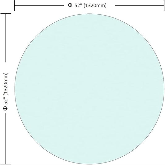 52" Clear Round Glass Table Top, Thick Tempered Glass with Smooth Polished Edge – Ideal for Kitchen, Living Room, Office or Patio Table Replacement