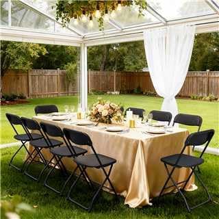 6 Pack Black Plastic Folding Chairs, Outdoor Portable Folding Chair with Steel Frame, 350lbs Capacity Stackable Foldable Chairs for Patio, Garden, Picnic, Kitchen, Events