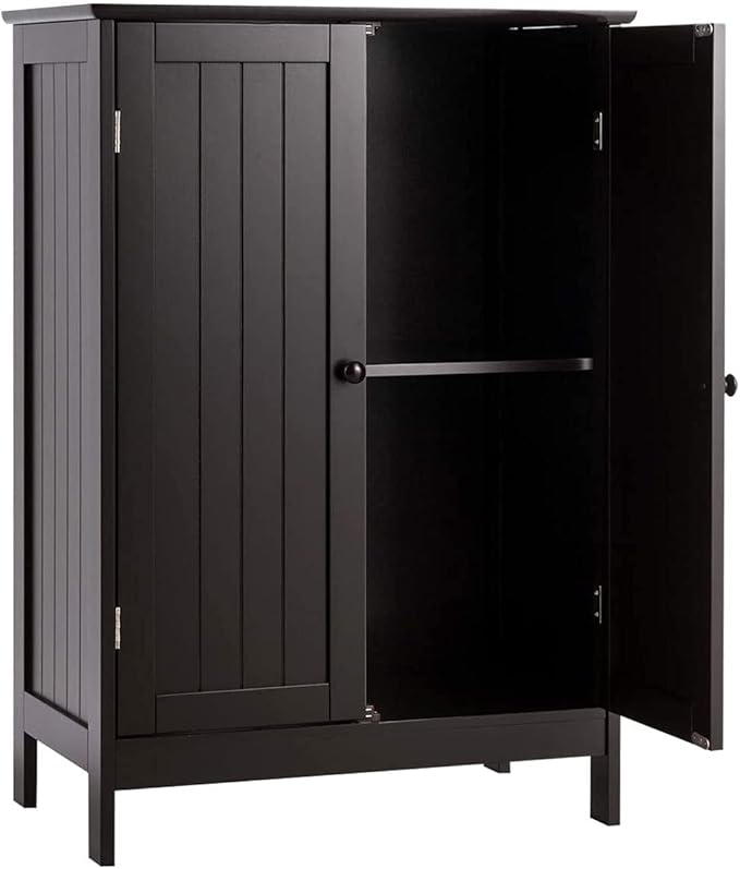 LDAILY LUARANE Bathroom Floor Cabinet, Wooden Floor Storage Cabinet with Double Doors, Simple Double Storage Cabinet, Suitable for Kitchen, Bathroom, 23.5 x 14 x 34 inches (Brown)