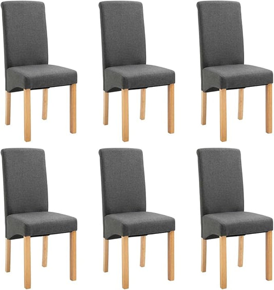 Modern Dining Chairs 6 pcs Gray Fabric Upholstered Wooden Frame Set for Dining Room Kitchen Living Room Comfortable Stable Accent Furniture