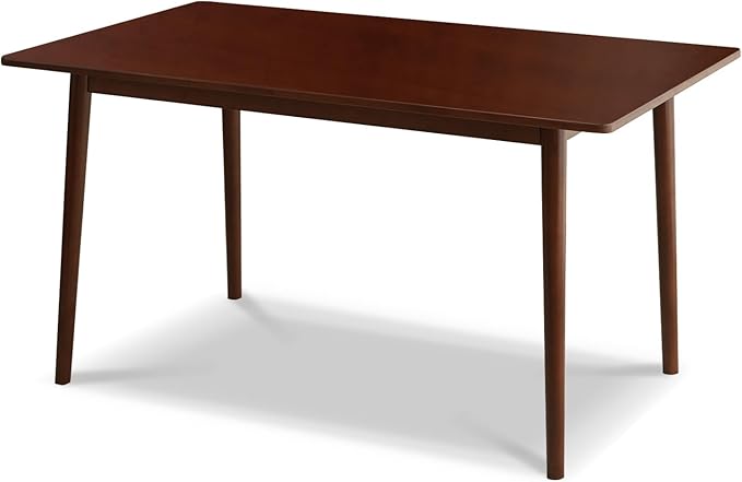 BAKEVE Bamboo Dining Table for 4-6-8 Person- 55'' Solid Wood Kitchen Table, Mid Century Modern Desk, Farmhouse Rectangular Dining Room Table for Living Room, Office, Kitchen and Study (Walnut)
