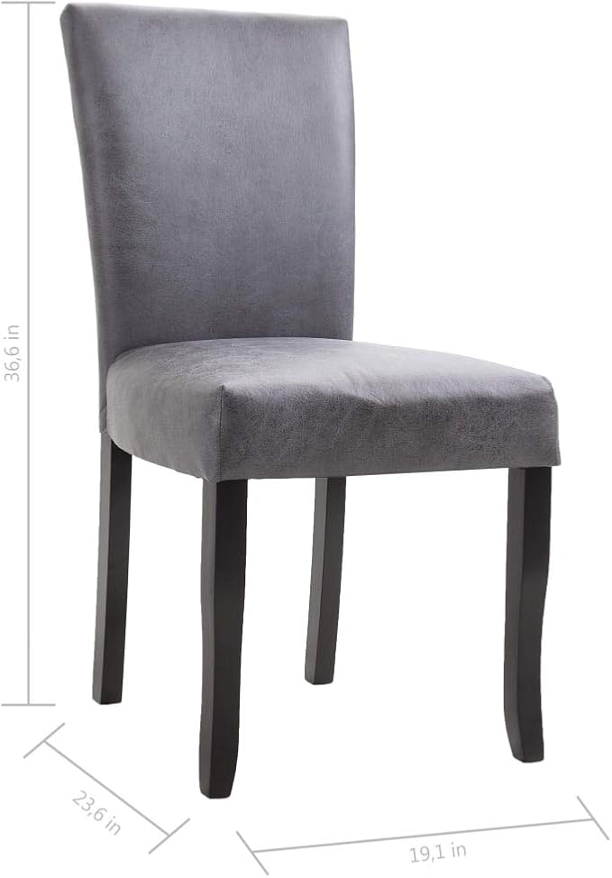 Dining Chairs Set of 2, Gray Faux Suede Leather with Solid Wood Frame, 23.6 x 19.1 x 36.6 in Ergonomic Modern Dining Room Accent Seating for Kitchen Living Room